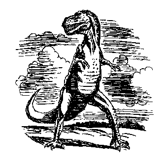 Рисунок 07. Элиноу. Маленький проворный динозавр, весьма ценившийся ийланами за уничтожение мелких грызунов. Из-за пестрой окраски и услужливого характера часто становились любимчиками.